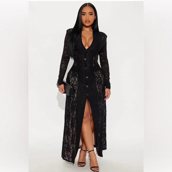 Fashionova Black Lace Maxi Dress - Picture 1 of 2